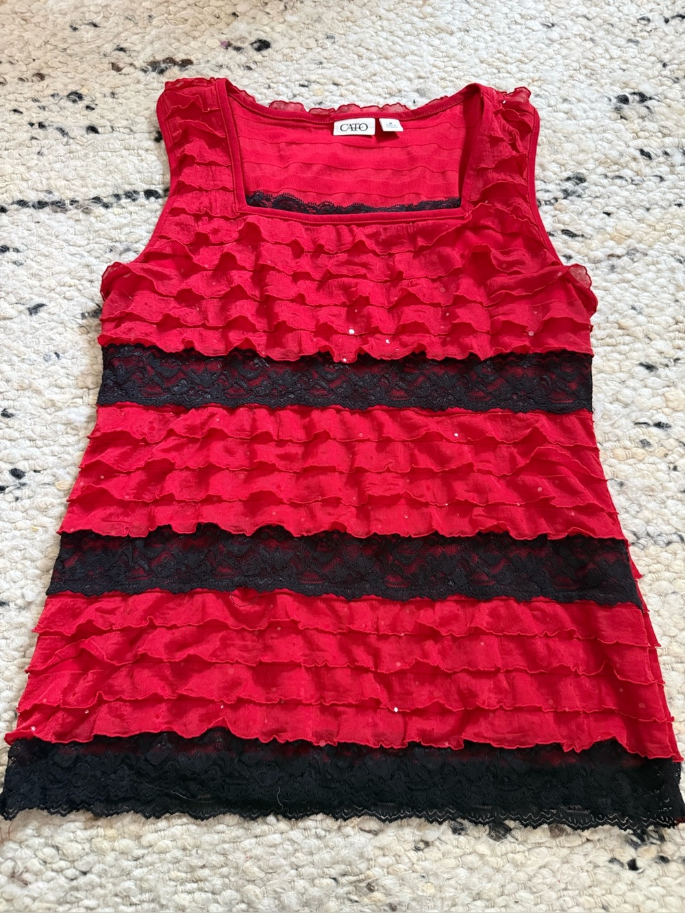 Women’s Y2K Cato Tank Top Red Ruffle Size Medium